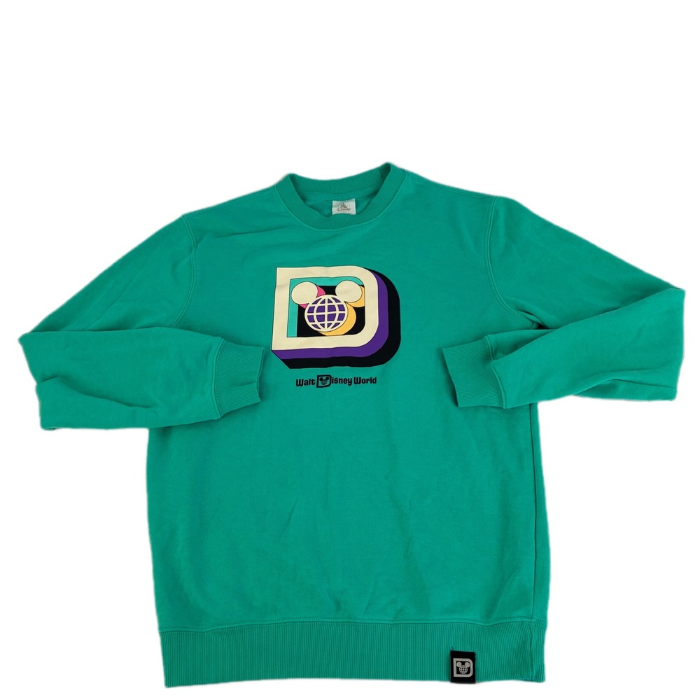 Walt Disney World Sweatshirt Women's Small Green D Mouse Ears Graphic